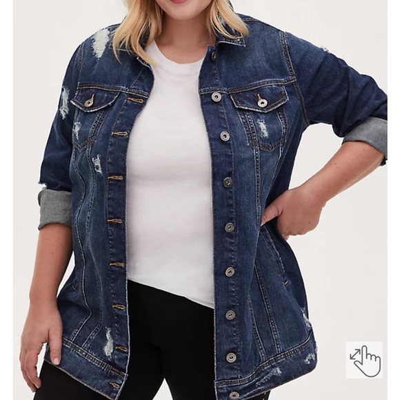 torrid Jackets & Blazers - Torrid Denim Longline Distress Jacket